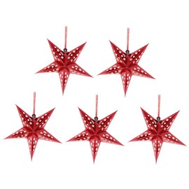 SOLUSTRE Pack of 5 Red Paper Star Lamp 45 cm Paper Christmas Stars with Lighting 3D Luminous Star Window Decoration Star Christmas Illuminated Christmas Tree Topper for New Year New Year's Eve Party
