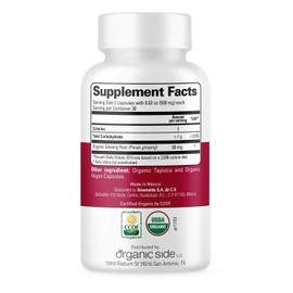 OS Organic Side OS Organic Side | Ginseng 60 Capsules | Adaptogen for Stress Relief, Energy Boost, Immune Support | Certified USDA Organic, Non-GMO, Vegan Supplement for Natural Wellness