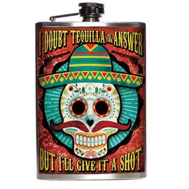 Totally Rad Tequila Not the Answer but I'll Try it Stainless Steel 8 Oz Flask