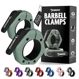 DMoose Fitness Barbell Clips 2" (Pair) - Quick Release Olympic Barbell Clamps with Anti Slip TPR Lining - Barbell Collars for Secure Weightlifting & Powerlifting (Grey & Black - Magnetic)
