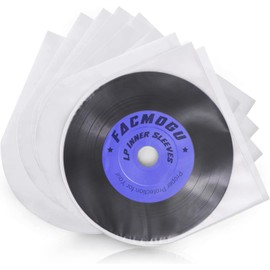 100 Pieces Round Bottom Vinyl Record Sleeves, U Shaped Record Sleeves Interior Disc Cover for 45 RPM Records Collections, Crystal Clear Vinyl Covers for Protect LP Albums from Scratches (12 Inch)