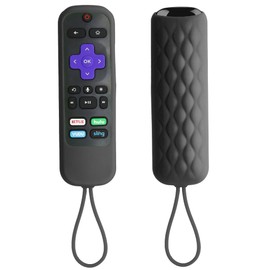 TOKERSE Remote Cover for Roku - Silicone Case Compatible with TCL Roku TV Remote, Express, Premiere, Streaming Stick, Strap & Lanyard - Black