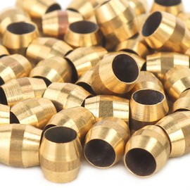 LTWFITTING 1/8-Inch Brass Compression Sleeves Ferrels,Brass Compression Fitting(Pack of 50)