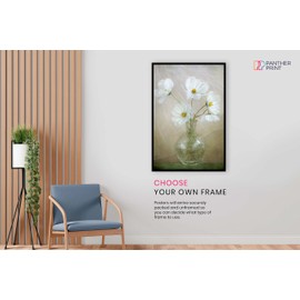 Panther Print Fine Art Prints White Daisy flowers in a vase Artistic Unframed Poster, Pictures for Home Walls, Bedroom, Living Room & Bathroom Decor 31x20cm (12x8in)