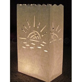 CleverDelights White Luminary Bags - 30 Count - Sunset Design - Wedding Party Christmas Holiday Luminaria