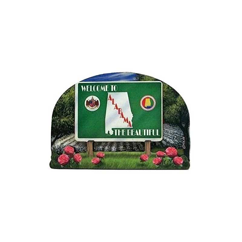 Alabama State Welcome Sign Wood Fridge Magnet 2
