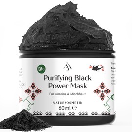 Mixedskins Purifying Black Power Mask, Organic Black Mask Against Pimples and Blackheads, Natural Cosmetics, Vegan with Activated Carbon and Clay
