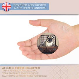 Destination Vinyl ltd Magnet for Refrigerator, Fridge - Cute Traveling Pug Dog Puppy for Office, Cabinet and Whiteboard, Magnetic Stickers, 16695