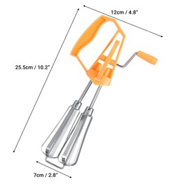 Stainless Steel Rotary Egg Beater Hand Crank Rotary Hand Whip Whisk Kitchen Cooking Tool(Orange)