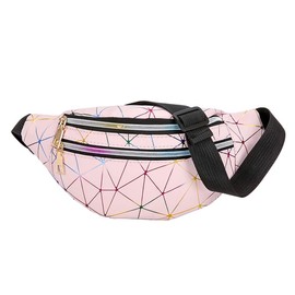Estwell Bum Waist Bag Festival Fanny Pack 3 Zip Pockets Fashion Waterproof PU Leather Waist Pouch Travel Holiday Waist Pack for Women Ladies Girls