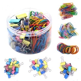 240Pcs Color Office Clip Supplies, Various Sizes of Paper Clips with Rubber Band thumbtack Sets.