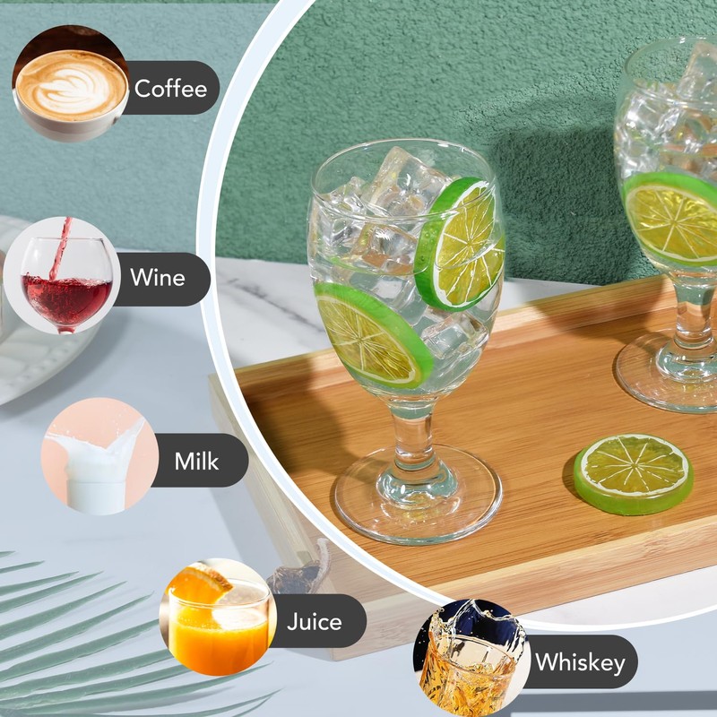 13.5OZ Water Goblets Set of 6, Clear Goblet Glasses Set