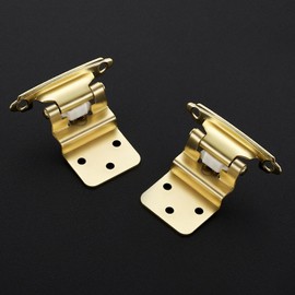 40 Pack 20 Pair Gold Cabinet Hinges - 3/8 inch Inset Kitchen Cabinet Hinges, Semi-Concealed Hinges, Self Closing Cabinet Door Hinges with Door Bumper Flush Face Mount Cupboard Hardware