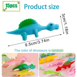 Pack of 15 Slingshot Dinosaur Toys, Slingshot Dinosaur Finger Toys, Elastic Flying Finger Dinosaur, Funny Flying Dinosaur Slingshot Toy, Party Toy for Children Gift