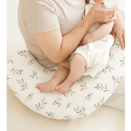 Coreeky Muslin Nursing Pillow Covers, 2 Pack, Soft & Adorable Slipcovers with Zipper Closure, 100% Cotton Covers for Breastfeeding Pillows (Twig, Grayish Green)