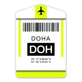 Squiddy Doha Qatar Airport Code DOH Travel Luggage Tag - Vinyl Sticker Decal for Phone, Laptop, Water Bottle (3" high)