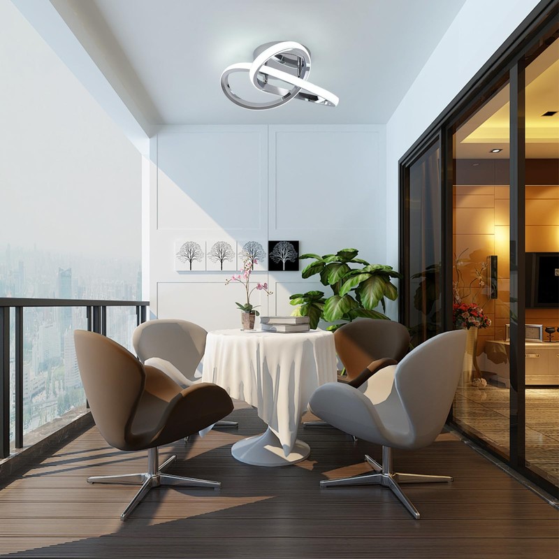 GEADI Modern LED Ceiling Light Fixtures, 20W Chrome Chandelier Lighting,