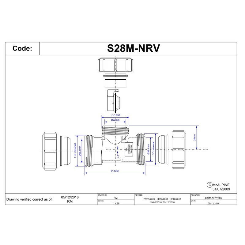 McAlpine 1.25" Multifit in-Line Non-Return Valve - Prevent Backflow Easily
