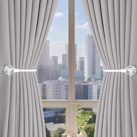2 Pieces of Curtain Tiebacks Curtain Tie Backs Wall Mount Heavy Duty Metal Curtain Holdbacks U Shaped Curtain Hooks with Clear Crystal Ball Curtain Pull Backs Tie Backs for Curtains (White)