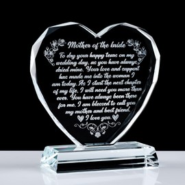 Mother of The Bride Gifts from Daughter Glass Plaque Keepsake, Thank You on Wedding Day Gift for Mum of The Bride, Etched Sentimental Text Memento for Home Decor