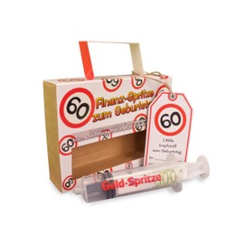 Tiwoca Gift 60th Birthday Money Injection Traffic Sign Red/White - Original Birthday Gift for a Successful 60th Birthday Woman or Man