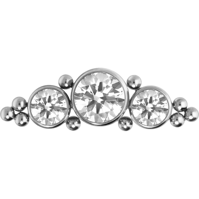 PIERCINGLINE Titanium Attachment with Push Pin 3 Crystals and Balls