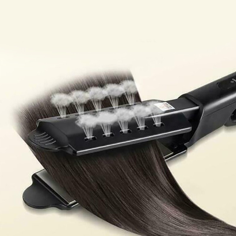 Hair Straightener Wide Steam Flat 4 Level Adjustable Temperature Black