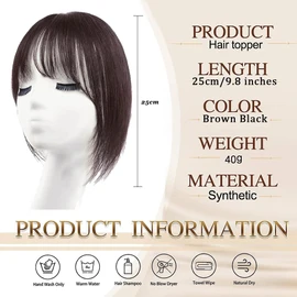 XFSRG Fringe Pony Haarteil mit Klammer French Fake Ponys Nahtlos Unsichtbar Clip One Piece Bangs für Frauen(Braun-schwarz)