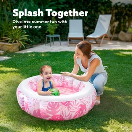 SLOOSH Inflatable Kiddie Pool for Kids, 36"x8.5" Swimming Pool with Soft Pad Floor for Kid & Toddler, Round Blow Up Baby Ball Play Pit Pools for Swim Party, Portable Indoor & Outdoor Water Toys (Pink)