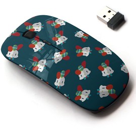 2.4G Wireless Mouse with Cute Pattern Design for All Laptops and Desktops with Nano Receiver - Easter Bunny Flat