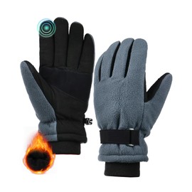 FURTALK Mens Ski Gloves Waterproof Winter Gloves Cycling Snowboard Cold Weather Grey, Medium