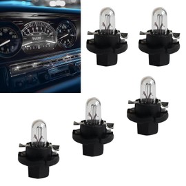 DACIRTY Pack-5 T5 Dashboard Light, DB501 BX8.4d 12V 1.2W High Luminous Efficiency Small Lamp, 360 Degree Halogen Lighting Accessories, Universal Fit for Most Cars (White)