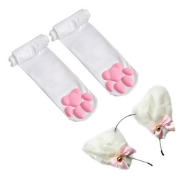 ztowoto Women's Cat Paw Socks, White