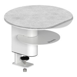 Branch Desk Perch - Elevated Desk Shelf Organizer Platform for Monitor, Laptop, and Desk Accessories - Compact Powder-Coated Steel with Integrated Storage - Easy Clamp Installation - White