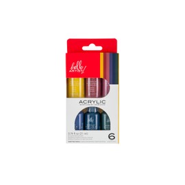 Hello, Artist! Acrylic Paint, Set of 6, Jewel Tone Colors, Vibrant, Rich Pigment, Non-Toxic, For Beginner Artists