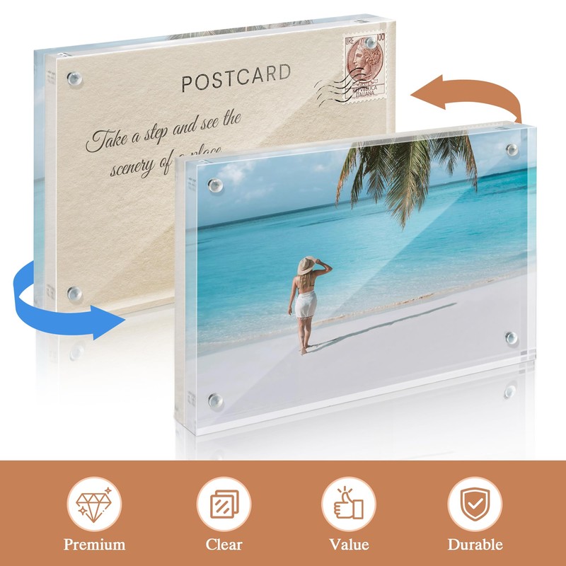 Photo Frames 4x6, Acrylic Picture Frames Double Sided Magnetic Clear,