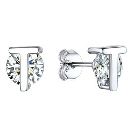 Silver Studs Initial T Earrings For Women Girlfriend Gifts Nickle Free Womens Earrings Hypoallergenic