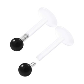 KJM Fashion Monroe Earrings Transparent Bioflex Labret 1.2 mm 16 g Pack of 2, Acrylic