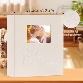 Lanpn Photo Albums 4x6 600 Pockets Slip in, OURMEMORIES Large Capacity Linen Hardcover Window Photo Book Photobook Holds 600 horizontal Vertical Photos (Grey)