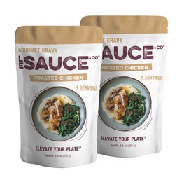 Le Sauce & Co. 4-serving Roasted Chicken Gourmet Gravy, Gluten Free Chicken Gravy, Premium Chicken Broth, Add to Rotisserie Chicken, Mashed Potatoes, Chicken Breast, Brown Gravy