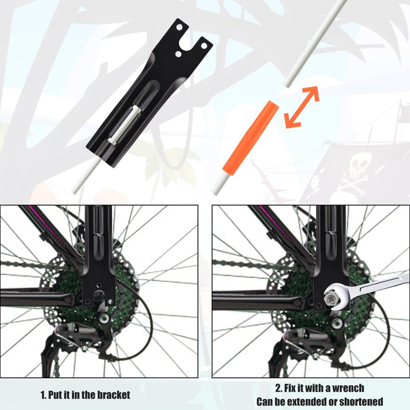 3pcs Bike Flag, Adjustable Bicycle Flag with Pole Black Spider