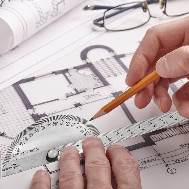 Stainless Steel Protractor 0-180 Degrees, Woodworking Ruler Angle Finder, Metal