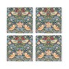 Blue Strawberry Thief Ceramic Coaster Set - William Morris Artwork