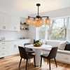 Povectolay Boho Hand Woven Chandelier, 6-Light Black Pendant Lights Kitchen