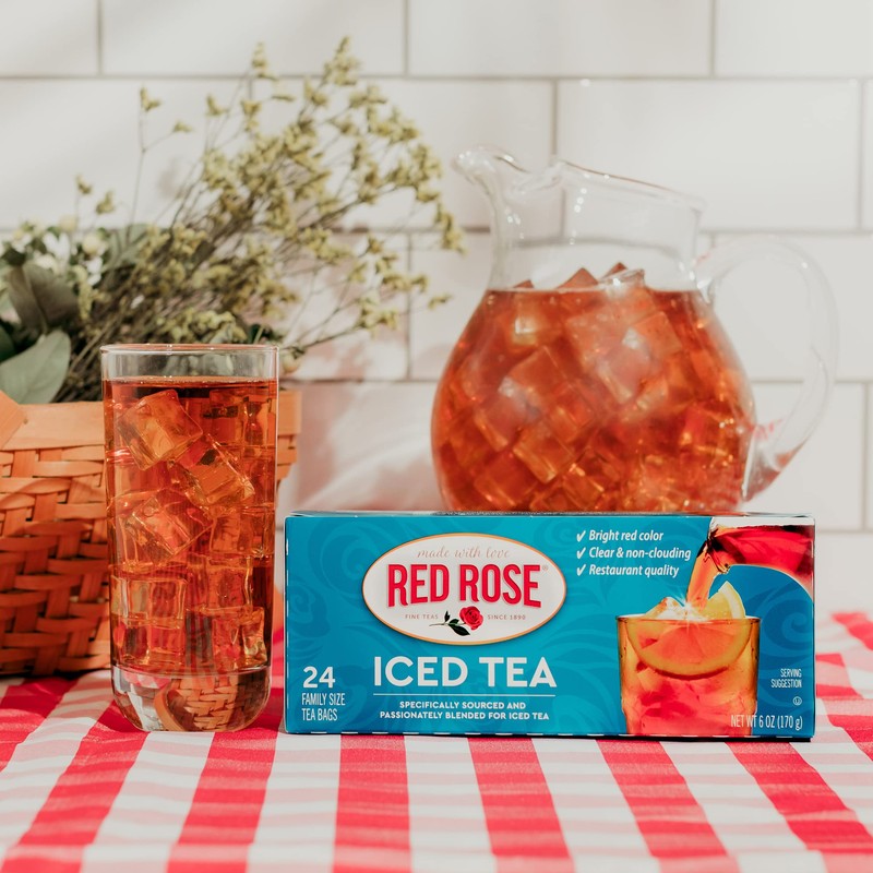 Red Rose Family Size Iced Tea 24 Individually Wrapped Tea