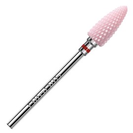 BITNBITH Ceramic Nail Drill Bit 3/32”Professional Safety Acrylic Nail File Drill Bit for Cuticle Dead Skin Remover, Cone Flame Drill Bit for Nail Gel Polishing, Manicure Pedicure Pink,Fine