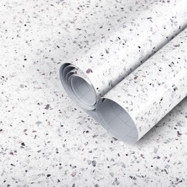 Decoroom Marble Contact Paper for countertops, Self Adhesive Waterproof White Granite Marble Wallpaper, Peel and Stick Countertops for Cabinets Kitchen Bathroom Vinyl Film 17.7 in X 196 in