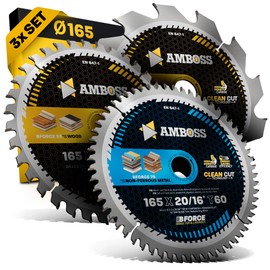 Diameter 165 x 20 hand circular saw blade set suitable for Bosch GKS 165 GKS 55. Makita DHS630Z - AMBOSS WERKZEUGE® 165 x 20 saw blade assortment