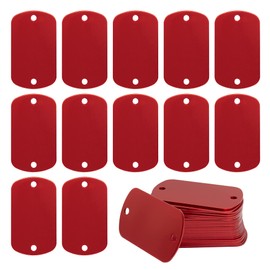 StayMax Anodized Aluminum Engraving Blanks Tags Stamping Blank Dog Tags with 2 Holes 25 Pack (Red)