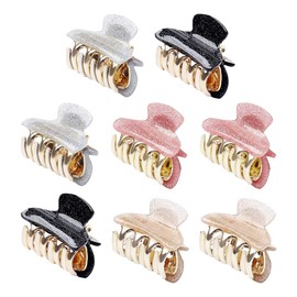 8 Pcs 4cm Small Hair Claws Clips Glitter Acrylic Hair Jaw Clips Sparkly Hair Grips Bling Hair Clamps Shiny Ponytail Holder Clips Non Slip Hair Barrettes for Women Girls